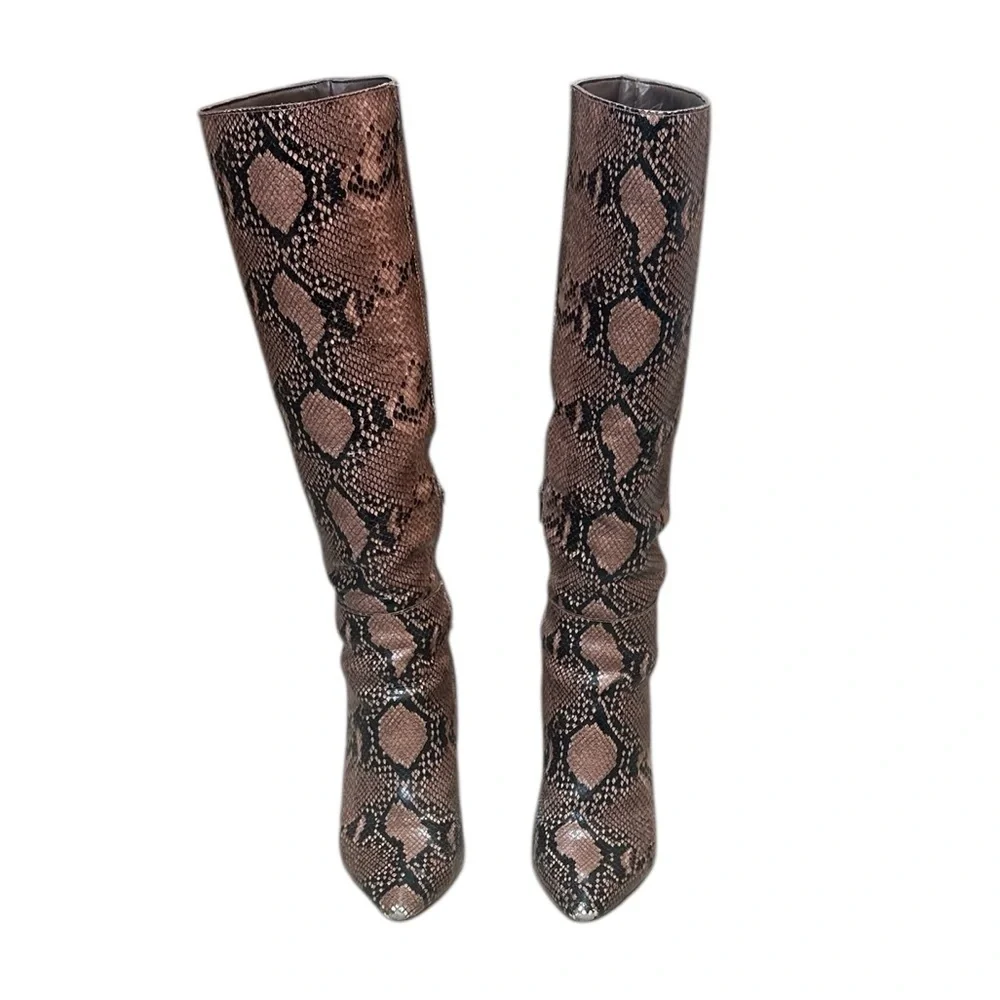 Giani Bernini Gianni Kellbie Snakeskin print leather block heel tall boots